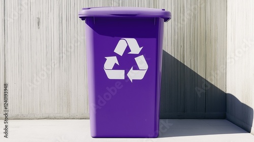 Bright Purple Recycle Bin Isolated on a Clean White Background for Eco-Friendly Waste Management