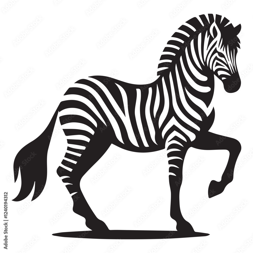 Obraz premium Zebra silhouette black and white vector icon