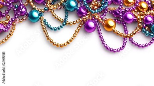 Vibrant AI-Generated Mardi Gras Background: Festive Masks, Beads, and Feathers. Perfect for invitations, posters, and celebratory designs. A dazzling  photo