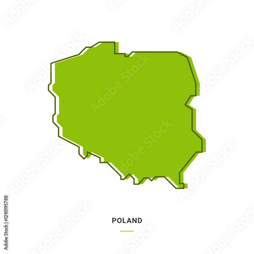 Poland Outline Map with Green Colour. Modern Simple Line Cartoon Design - EPS 10 Vector