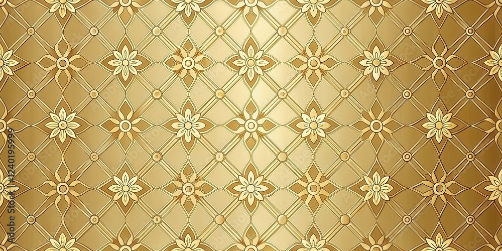 Fototapeta premium Golden Floral Latticework Background Texture Elegant Repeating Pattern for Design Projects