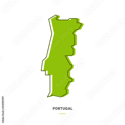 Portugal Outline Map with Green Colour. Modern Simple Line Cartoon Design - EPS 10 Vector