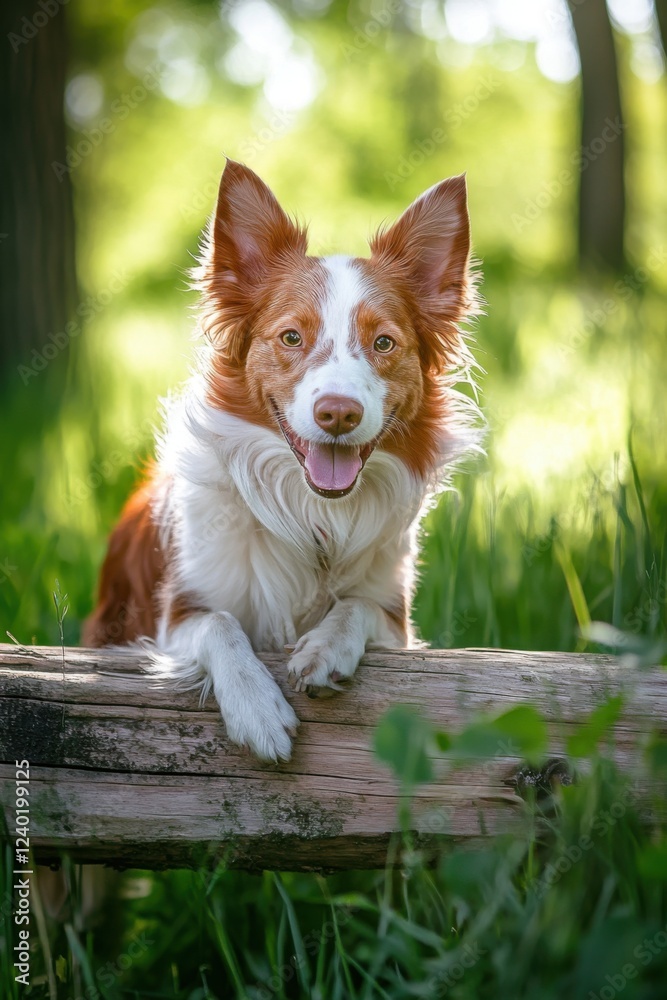 Happy Red Merle Border Collie in Sunny Meadow Happy Red Merle Border Collie in Sunny Meadow