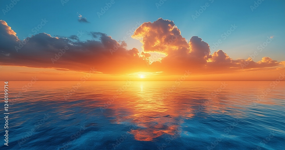 Fototapeta premium Stunning Ocean Sunset with Dramatic Clouds