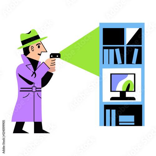 A flat illustration of special agent character 
