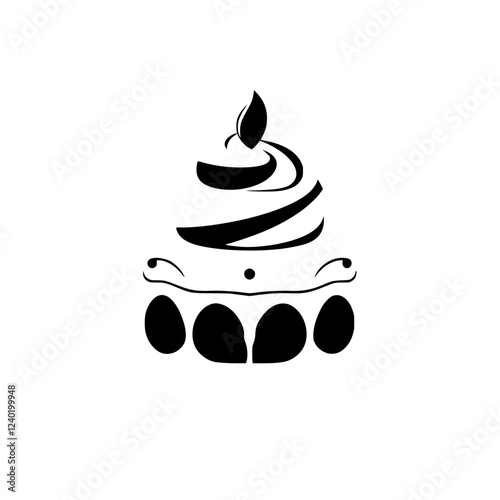 Elegant Cupcake Design: A Black and White Delight. This minimalist cupcake artwork is perfect for bakeries, cafes, and dessert lovers.  A visually appealing image for social media and websites.