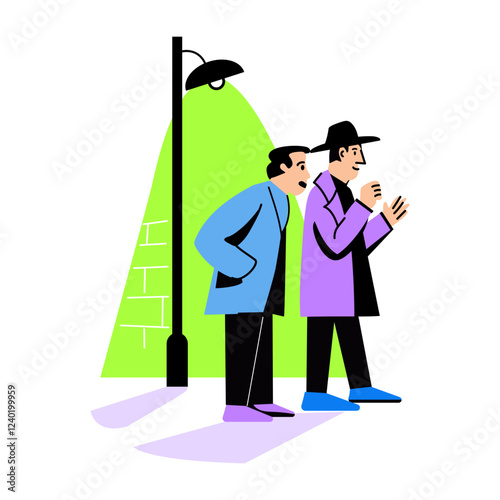 A flat illustration of overhearing character 

