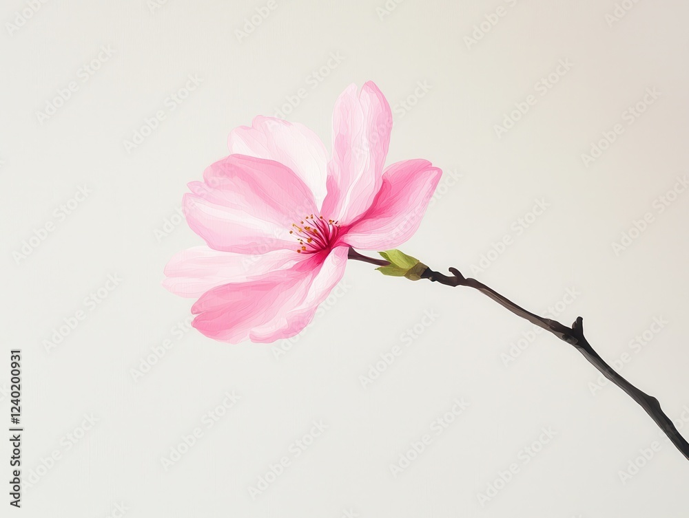 Sakura petal drifting in the wind japanese brush painting minimalist background soft strokes nature art Sakura petal drifting in the wind japanese brush painting minimalist background soft strokes nature art