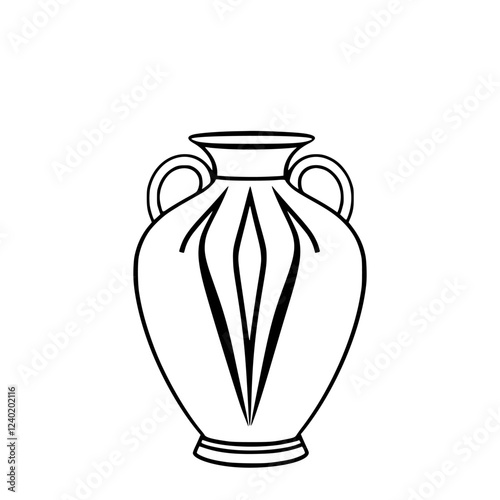 Ancient Greek Vase: Classic Pottery Art, Elegant Line Drawing, Black and White Illustration, Cultural Symbol, Historical Design