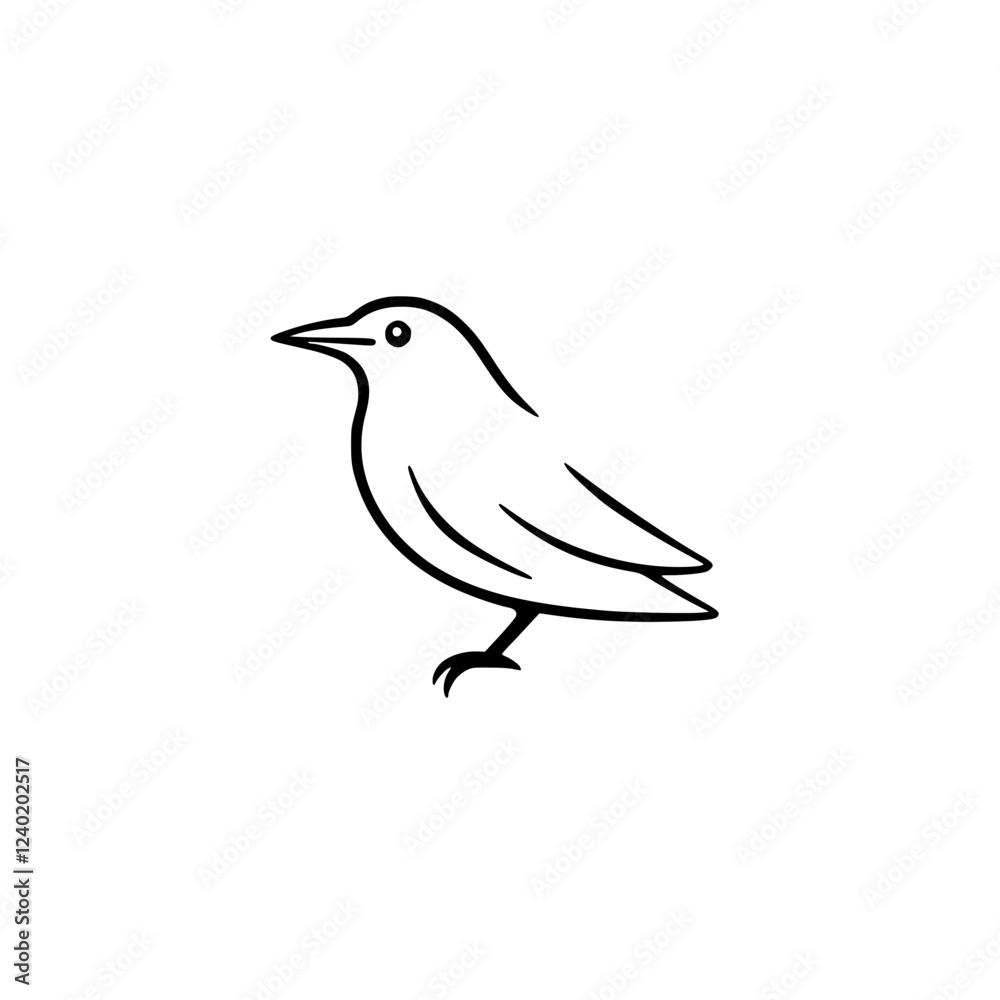Obraz premium Elegant Minimalist Bird Line Art: Black and White Vector Illustration. Perfect for nature lovers and graphic design projects.