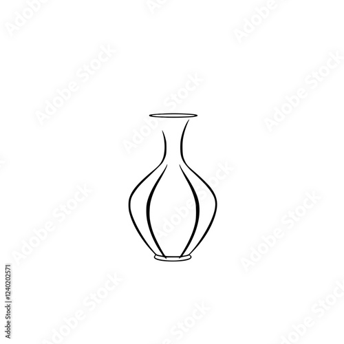 Elegant Line Art Vase: Minimalist Home Decor, Simple Black and White Pottery Design
