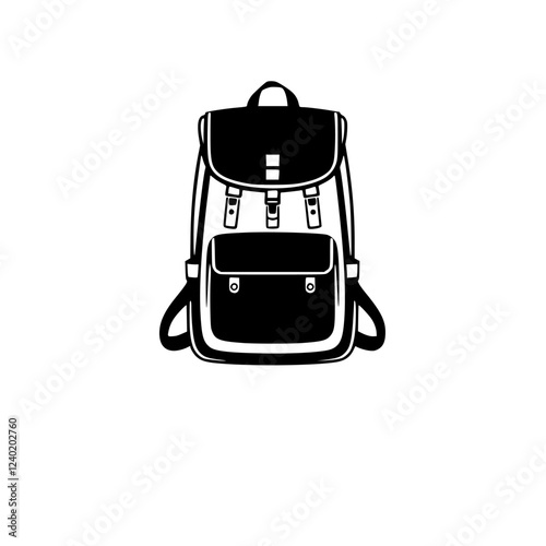 Black and White Backpack Illustration - Travel, Adventure, and Style