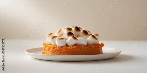 Sweet potato casserole topped with toasted marshmallow photo