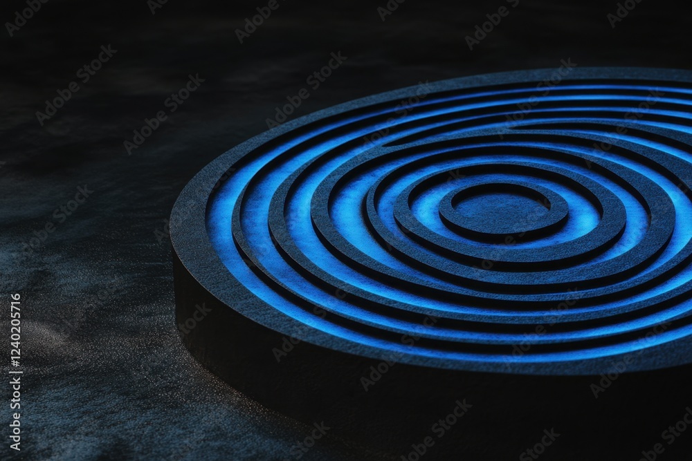Fototapeta premium Abstract blue light pattern in dark space
