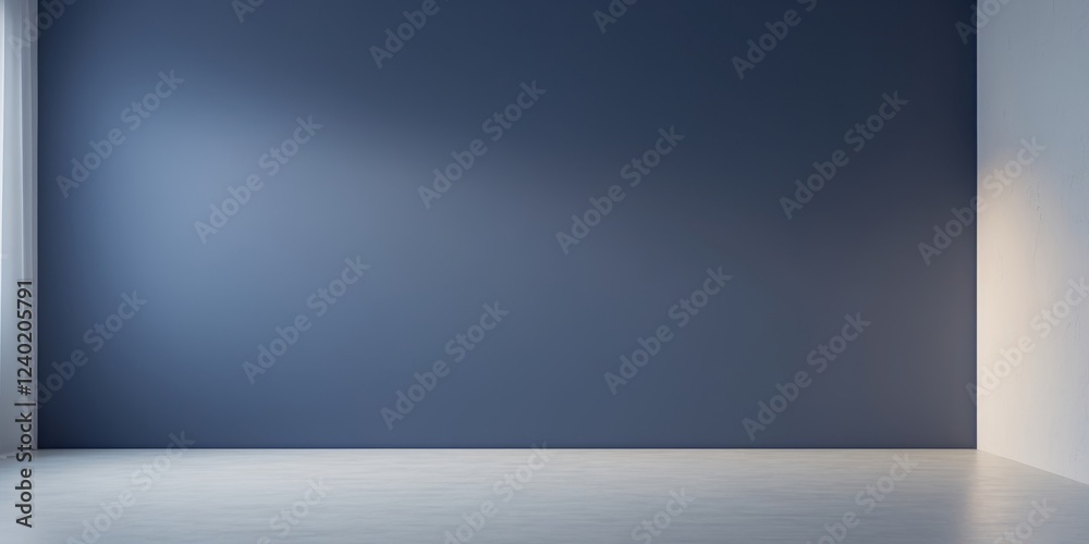 Obraz premium Navy blurred studio room wall suitable for product display with ample copy space for potential branding and promotional content.