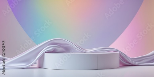 Graceful Silk Podium Plastic Circular Design with Gradient Background.