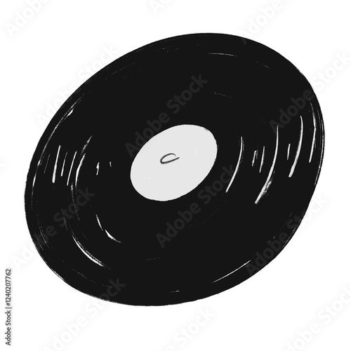 vinyl record isolated on white cute illustration and hand draw