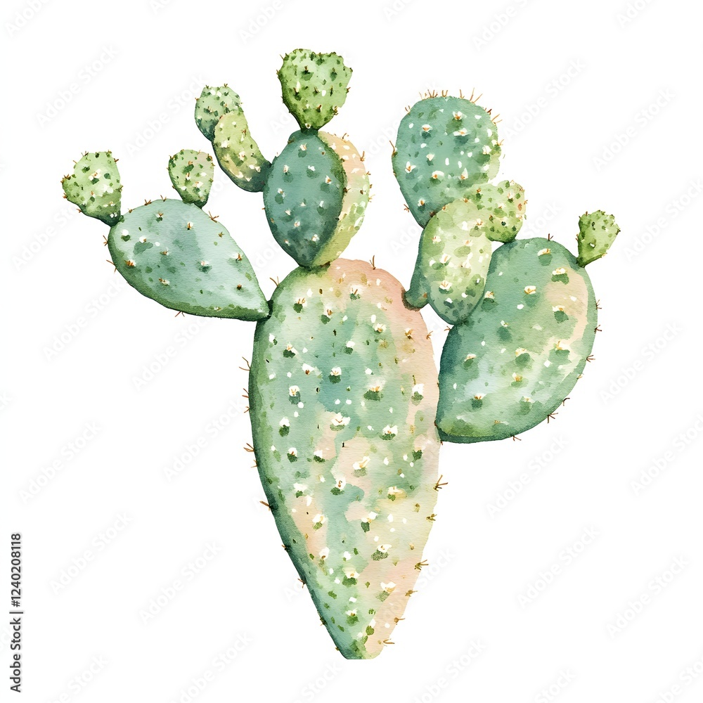 Opuntia, playful and curvy script, paddle cactus shapes within letters, soft pastels Opuntia, playful and curvy script, paddle cactus shapes within letters, soft pastels