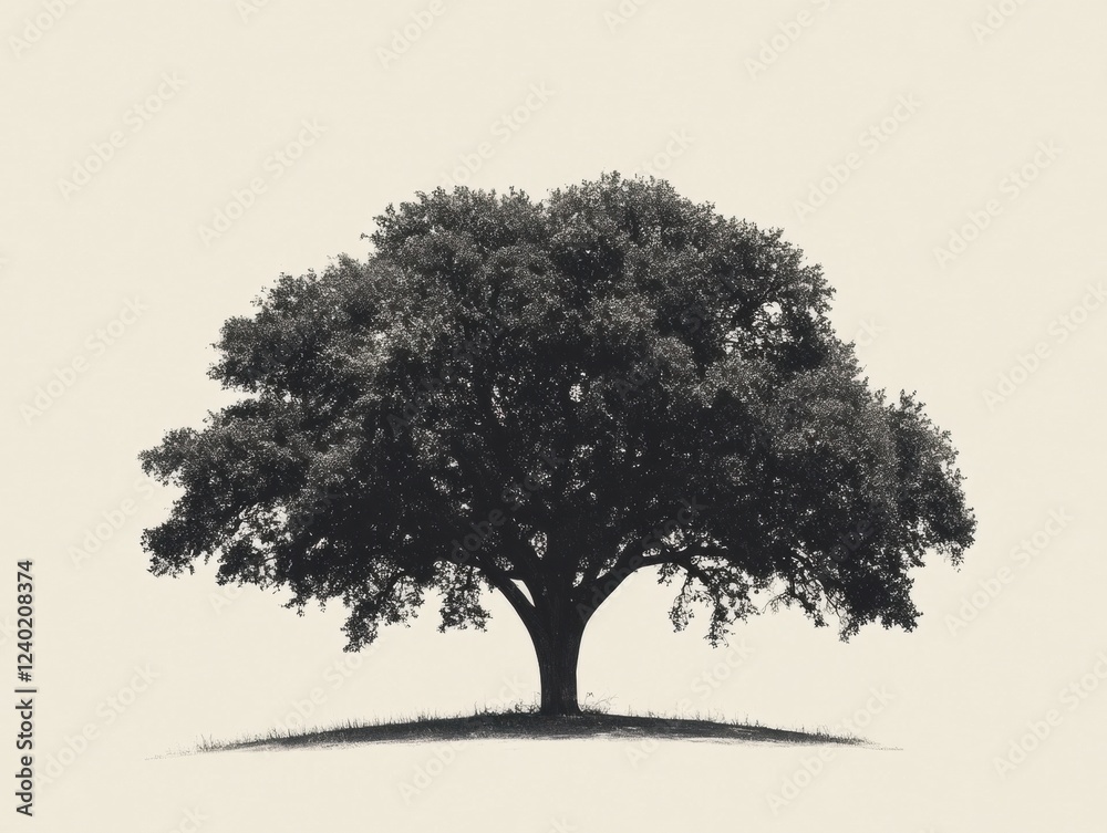 Fototapeta premium A majestic tree silhouette on a simple background.