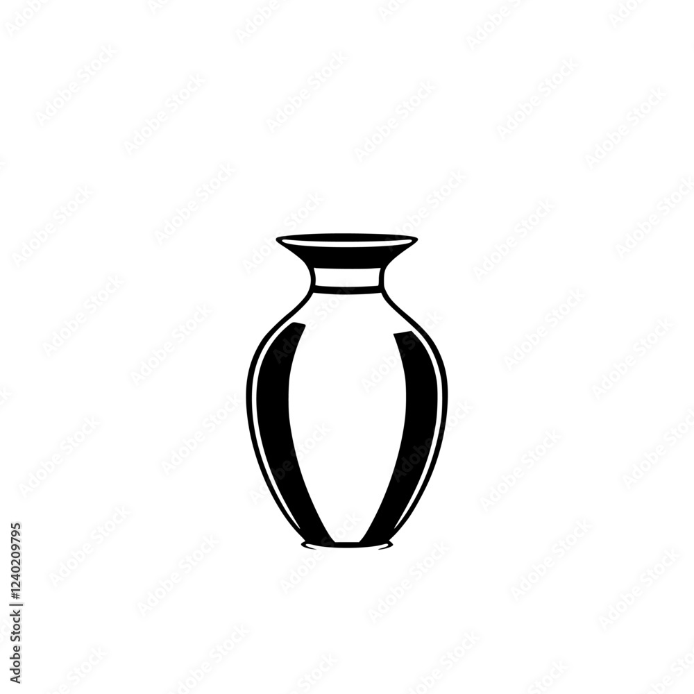 Elegant Black and White Vase Illustration: Simple Geometric Design for Home Decor Elegant Black and White Vase Illustration: Simple Geometric Design for Home Decor