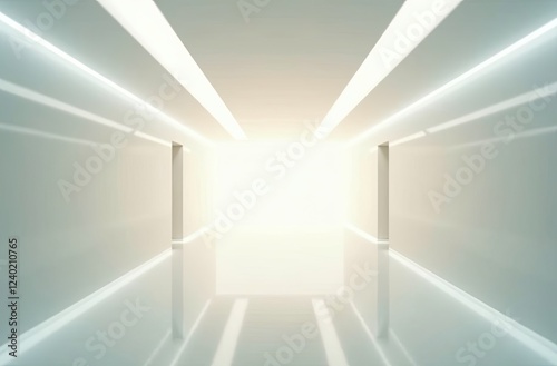 Wallpaper Mural Sleek and clean hallway with bright lighting and a reflective surface, creating a futuristic atmosphere. Torontodigital.ca