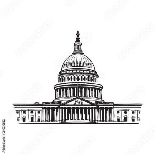 Black and White Image of the Capitol Building: A Symbol of Democracy and History