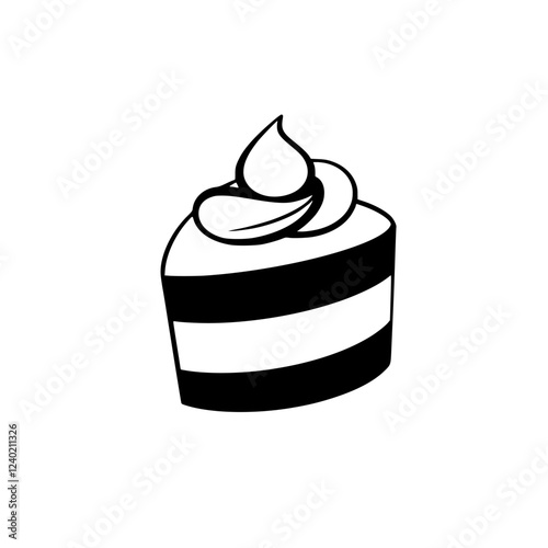 A delectable slice of layered cake, adorned with whipped cream. This image is perfect for bakeries, dessert menus, and food blogs.