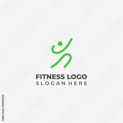 Minimalist Lineart Logo for Gym and Sports with Human Shape Marming Up photo