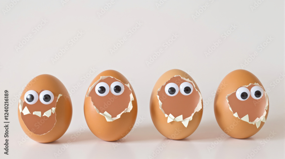 © Svetlana Kolpakova - Creative Eggs with Googly Eyes and Funny Faces Bringing Laughter to Kitchen Decor. Easter concept © Svetlana Kolpakova - Creative Eggs with Googly Eyes and Funny Faces Bringing Laughter to Kitchen Decor. Easter concept