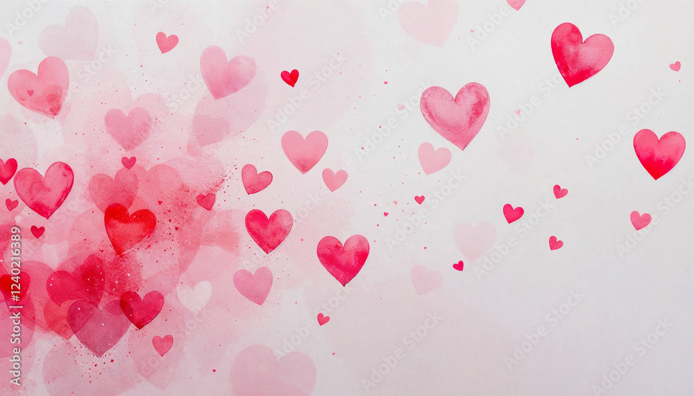 Pink heart and love watercolor background Pink heart and love watercolor background