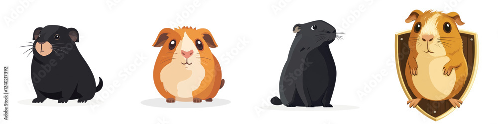 Flat style illustration of a guinea pig, isolated on a white background. Mix Collection Png. Flat style illustration of a guinea pig, isolated on a white background. Mix Collection Png.