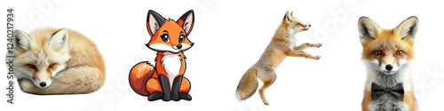 Fox isolated on a white background. Mix Collection Png.