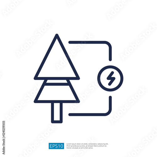 Tree Icon Representing Sustainability and Renewable Energy Supply for Electric Vehicle Charging Solutions