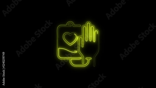 Glowing neon Blood Donation icon isolated on black background. HD Video motion graphic animation photo