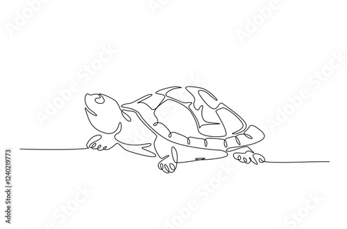 Giant tortoise in continuous one line drawing. Single line art draw of Turtle. Editable vector.