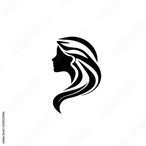 Elegant Woman Silhouette with Flowing Hair: A Stylish and Graceful Vector Design