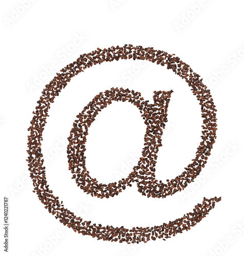 @ Symbol Made with Coffee Beans - 3D Render on Transparent Background