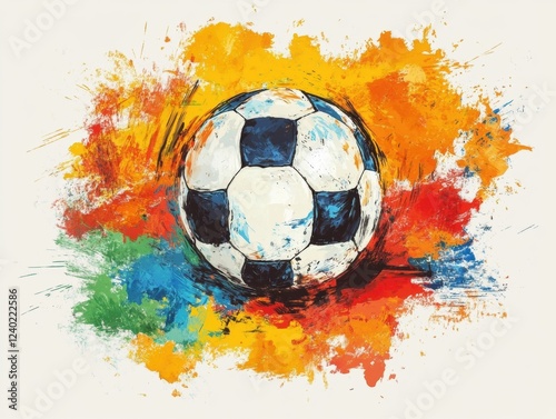 Colorful soccer ball on a vibrant background.