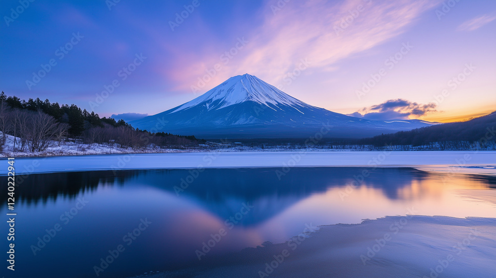 purple blue aurora borealis, polar lights, northern lights, over ice and snow landscape purple blue aurora borealis, polar lights, northern lights, over ice and snow landscape