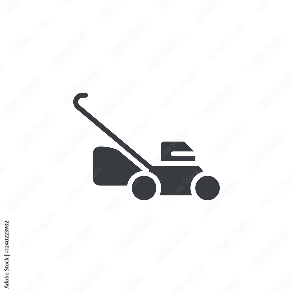 Fototapeta premium A push lawn mower with wheels vector icon
