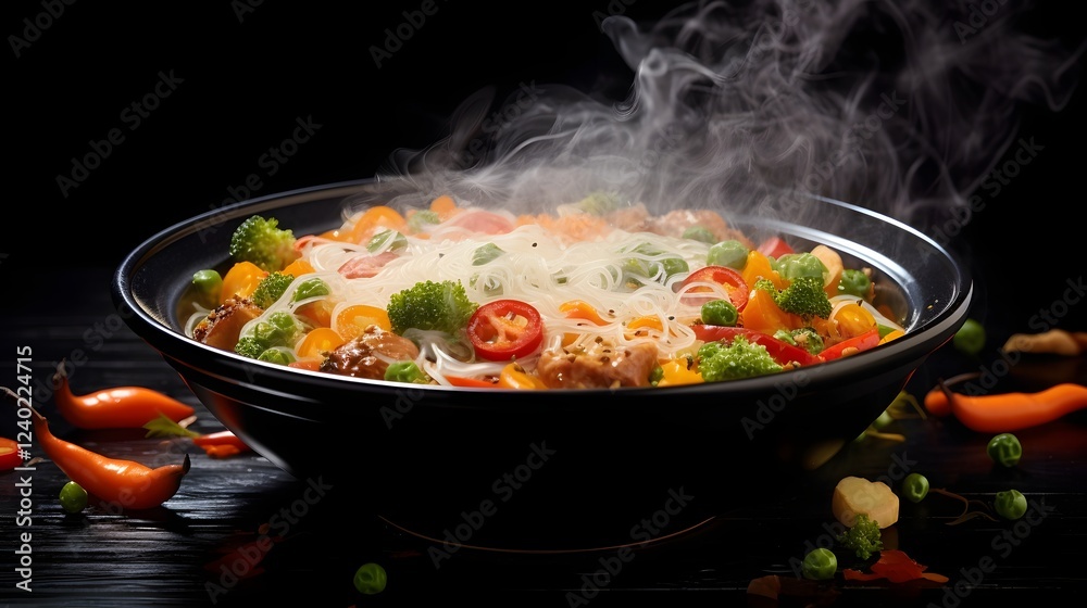 Steaming Hot Instant Noodle Bowl Filled with Vibrant Toppings and Savory Nourishing Broth Perfect for a Quick and Delicious Meal Steaming Hot Instant Noodle Bowl Filled with Vibrant Toppings and Savory Nourishing Broth Perfect for a Quick and Delicious Meal