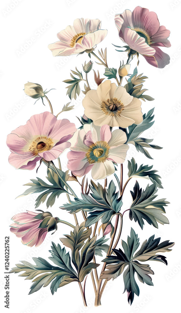 Fototapeta premium PNG Flower collage cutouts flowers art illustration.