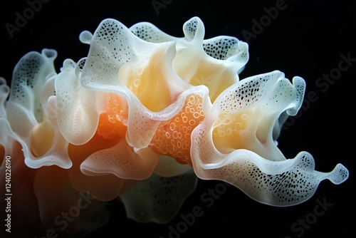 Soft coral ink dispersing gently in water, creating subtle smoky textures.