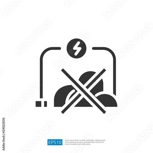 Charging Icon Indicating No Charging With Prohibition Symbol And Electricity Sign Representing Electric Vehicle Infrastructure
