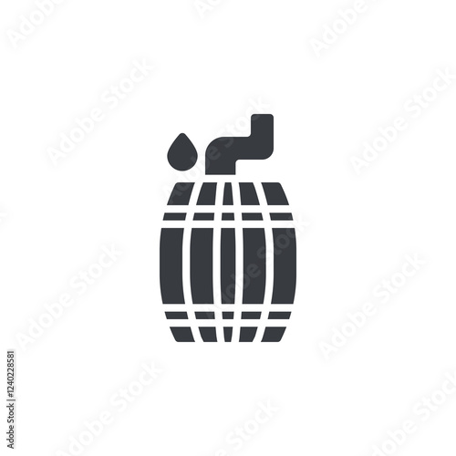 A barrel collecting rainwater vector icon