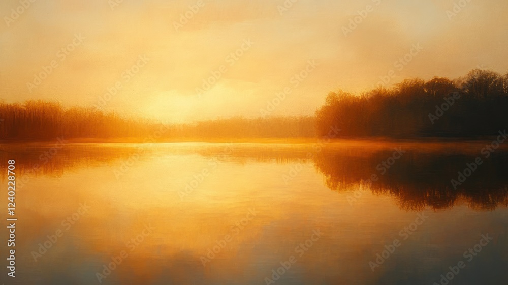 Golden Sunset Reflected in Still Water Golden Sunset Reflected in Still Water