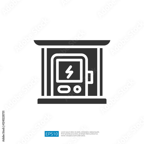 Charging Station Icon Featuring Electric Power Supply for Electric Vehicles Representing Sustainable Transportation