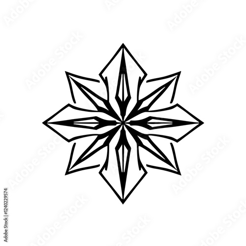 Geometric Mandala: Black and White Abstract Pattern Design. Perfect for digital art, backgrounds, and decorative elements.  A stylish, modern, and aesthetically pleasing graphic resource.