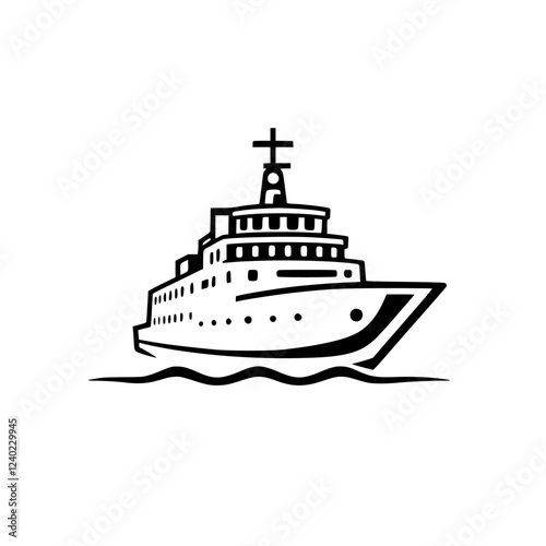 Majestic Cruise Ship Sailing on Calm Ocean Waters: A Luxury Voyage. Cruise ship, ocean travel, sea voyage, passenger liner, maritime transport.