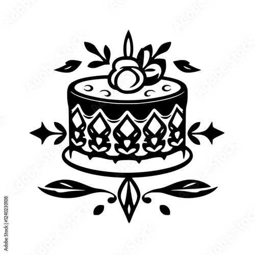 A delectable cake, adorned with exquisite floral details and a rich, creamy frosting. This image is perfect for bakeries, dessert shops, and food blogs.